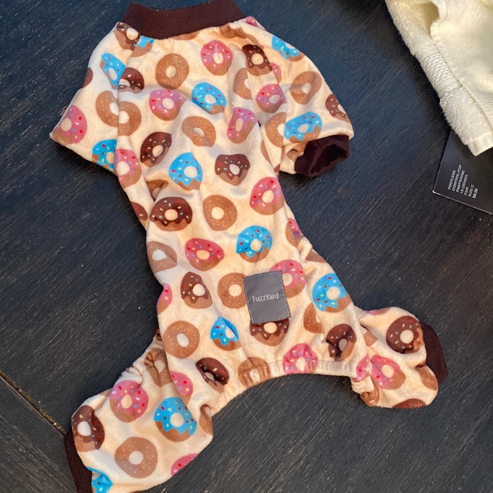 Fuzzy doughnut print pet pajamas
